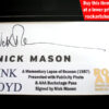Nick Mason Autograph