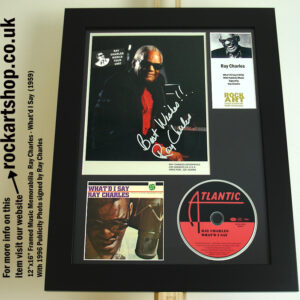 RAY CHARLES AUTOGRAPHED PHOTO FRAMED MUSIC MEMORABILIA