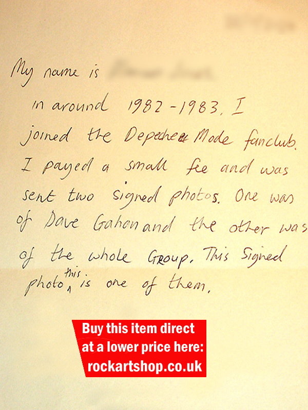 Depeche Mode Fan Club Letter 1982-83