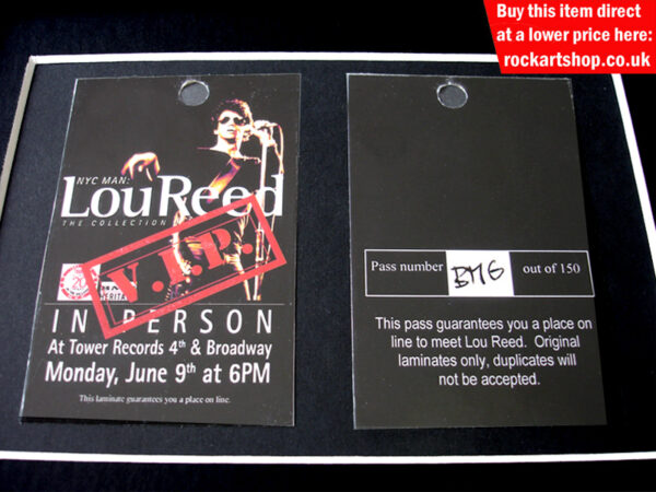 LOU REED VIP PASS TOWER RECORDS NEW YORK 9.6.03
