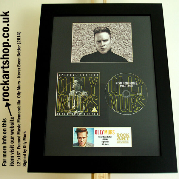 OLLY MURS SIGNED NEVER BEEN BETTER CD AUTOGRAPHED FRAMED