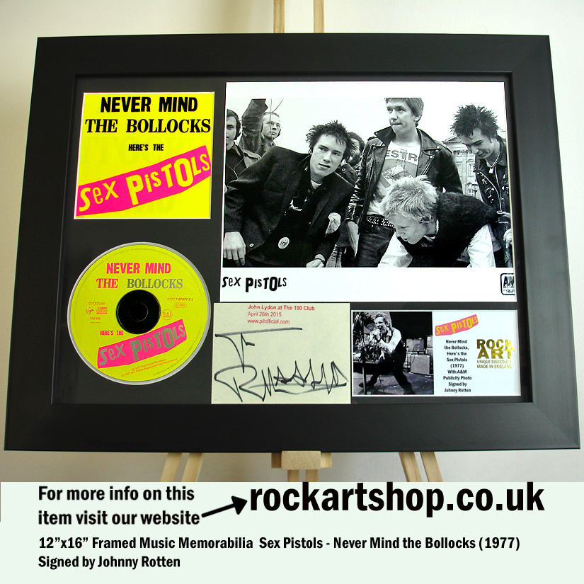 SEX PISTOLS SIGNED JOHNNY ROTTEN NEVER MIND THE BOLLOCKS PHOTO