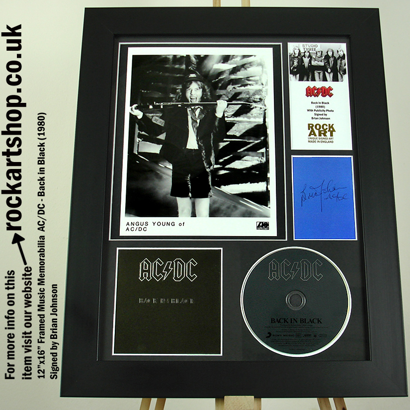 AC/DC BACK IN BLACK BRIAN JOHNSON AUTOGRAPHED MUSIC MEMORABILIA