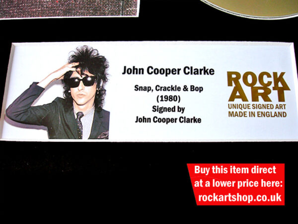 JOHN COOPER CLARKE SIGNED MUSIC MEMORABILIA