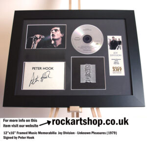 JOY DIVISION UNKNOWN PLEASURES PETER HOOK SIGNED MUSIC MEMORABILIA