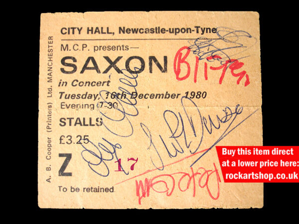 Saxon Signed Concert Ticket 16.12.80 Newcastle City Hall