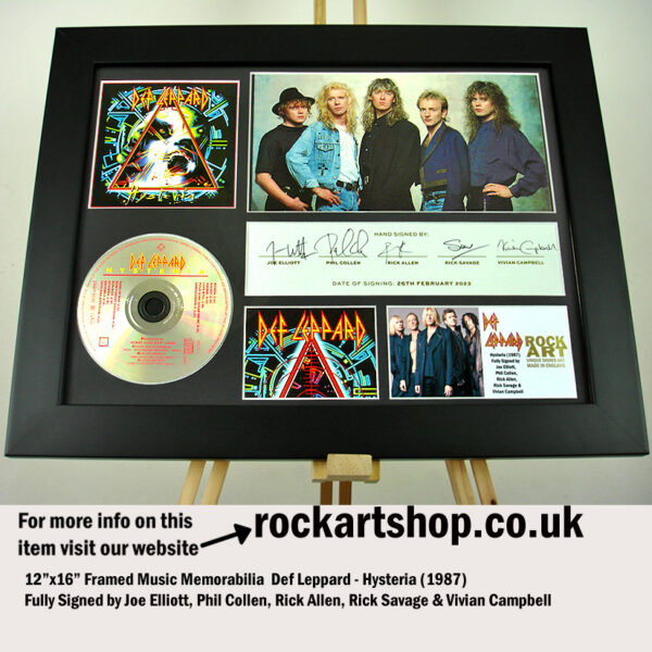 DEF LEPPARD HYSTERIA FULLY SIGNED JOE ELLIOT +RICK+RICK +PHIL+VIVIAN