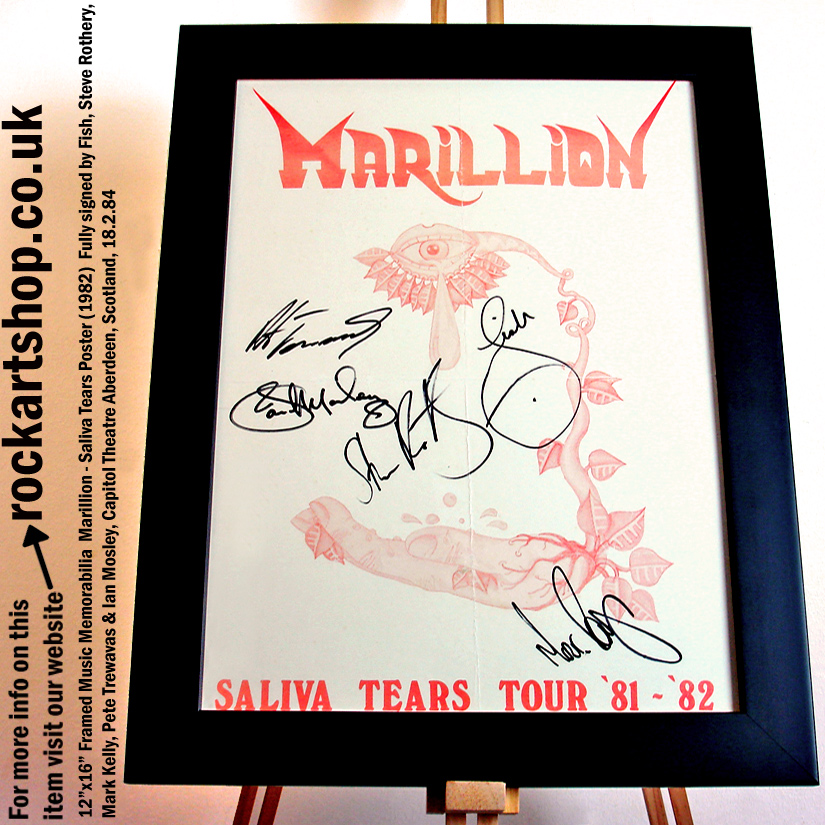 MARILLION SALIVA TEARS POSTER AUTOGRAPHED FISH STEVE MARK PETE IAN