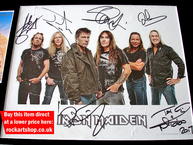 IRON MAIDEN FULLY AUTOGRAPHED FAN CLUB PHOTO