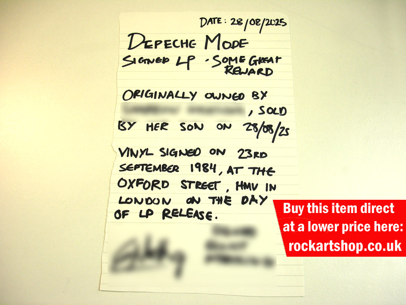 DEPECHE MODE FAN LETTER SOME GREAT REWARD SIGNED 1984