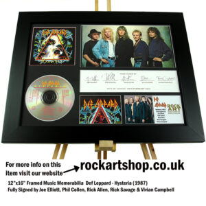 DEF LEPPARD HYSTERIA AUTOGRAPHED JOE ELLIOT +RICK+RICK +PHIL+VIVIAN