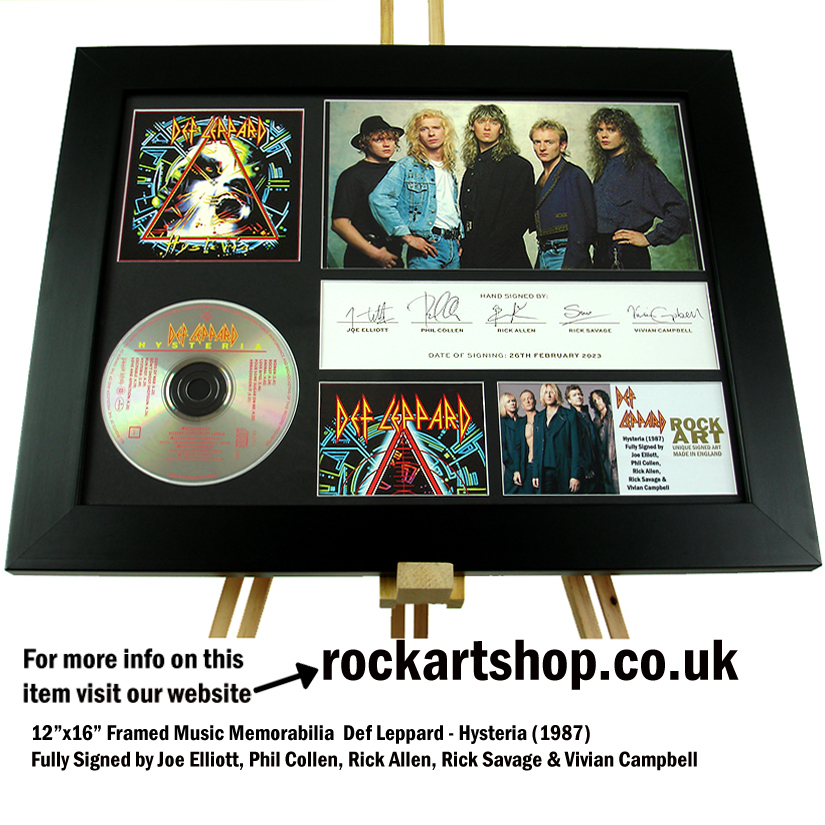 DEF LEPPARD HYSTERIA AUTOGRAPHED JOE ELLIOT +RICK+RICK +PHIL+VIVIAN