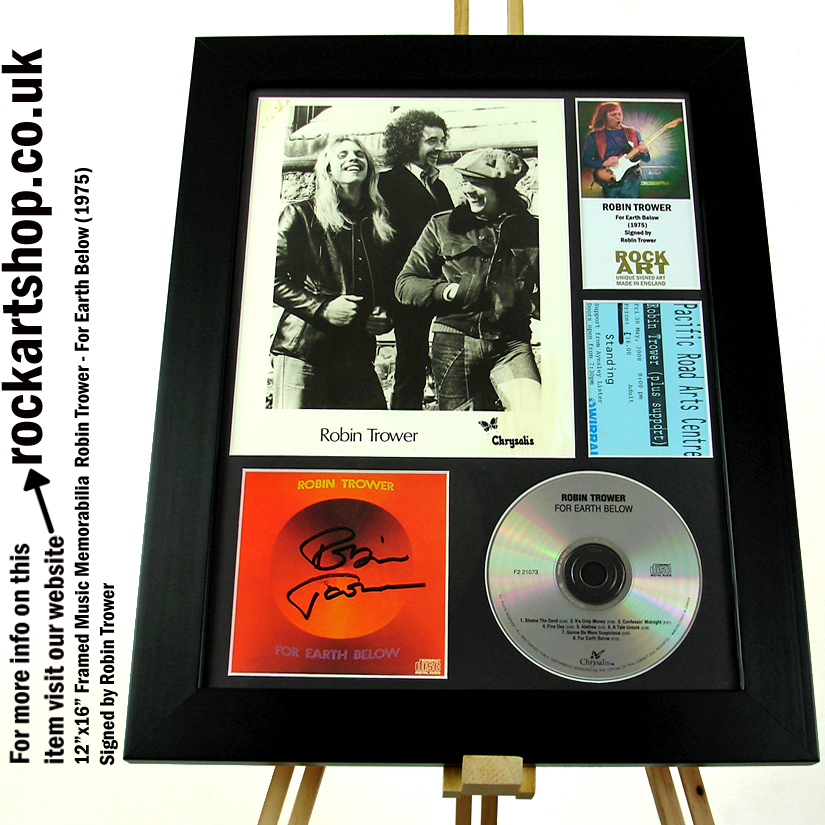ROBIN TROWER SIGNED MUSIC MEMORABILIA FOR EARTH BELOW AUTOGRAPHED