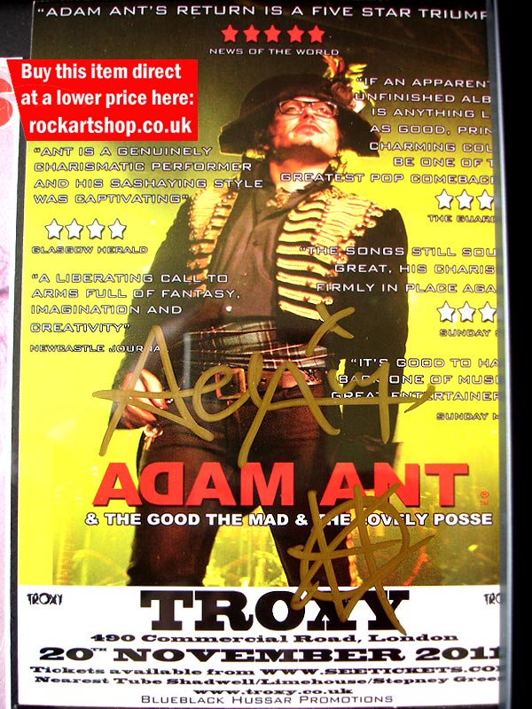 ADAM ANT Autographed Flyer Troxy 20.11.2011