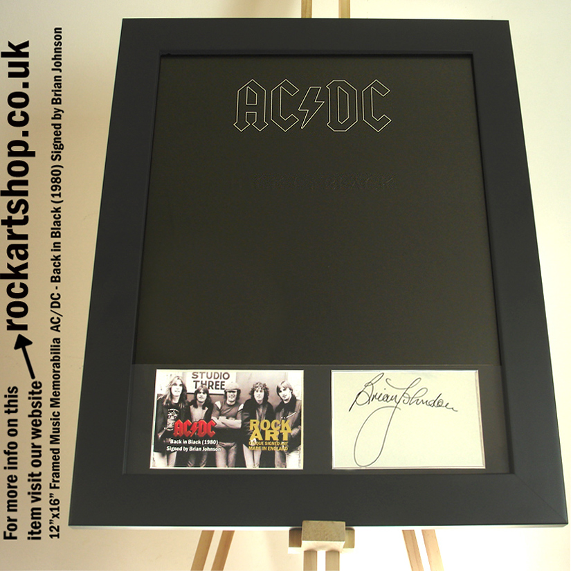 AC/DC SIGNED MUSIC MEMORABILIA BACK IN BLACK BRIAN JOHNSON