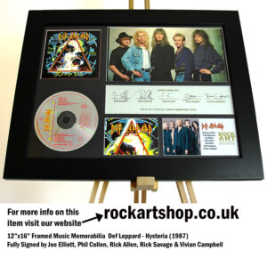 DEF LEPPARD HYSTERIA SIGNED JOE ELLIOT +RICK+PHIL +RICK+VIVIAN