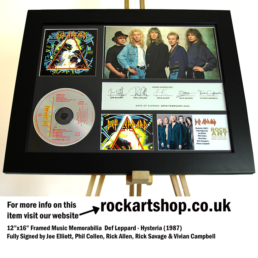 DEF LEPPARD HYSTERIA SIGNED JOE ELLIOT +RICK+PHIL +RICK+VIVIAN DEF LEPPARD HYSTERIA SIGNED JOE ELLIOT +RICK+PHIL +RICK+VIVIAN