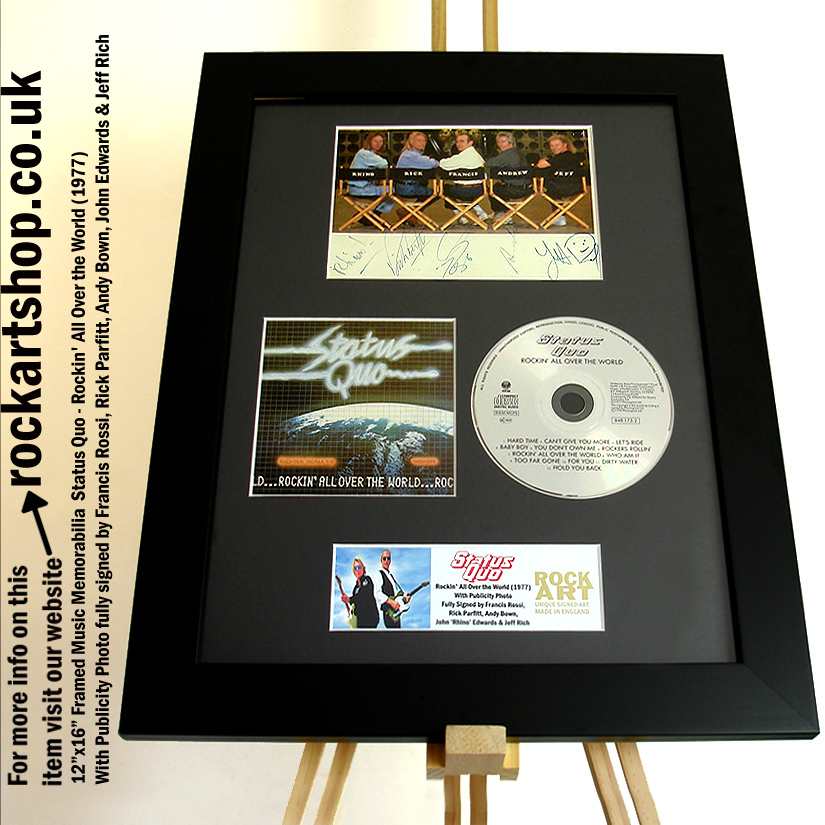 STATUS QUO FULLY SIGNED FRANCIS ROSSI +RICK PARFITT +ANDY +JOHN +JEFF