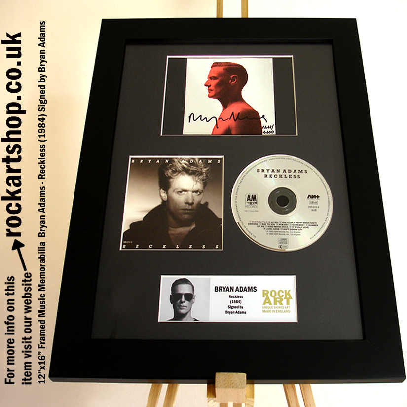 BRYAN ADAMS SIGNED MUSIC MEMORABILIA RECKLESS AUTOGRAPHED
