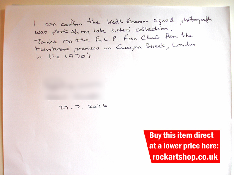 ELP Fan Club Letter
