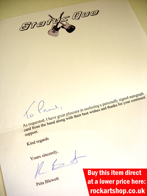 Status Quo Fan Club Letter